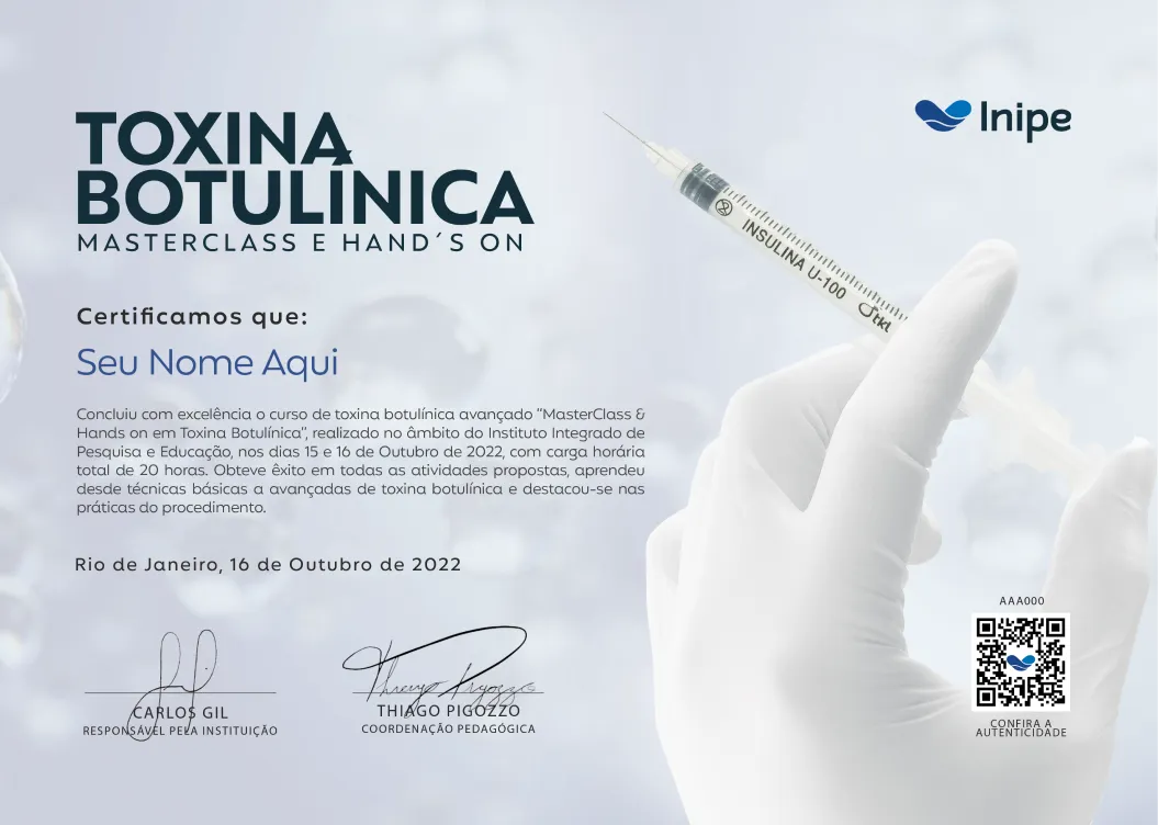 Certificado do curso de Toxina Botulínica