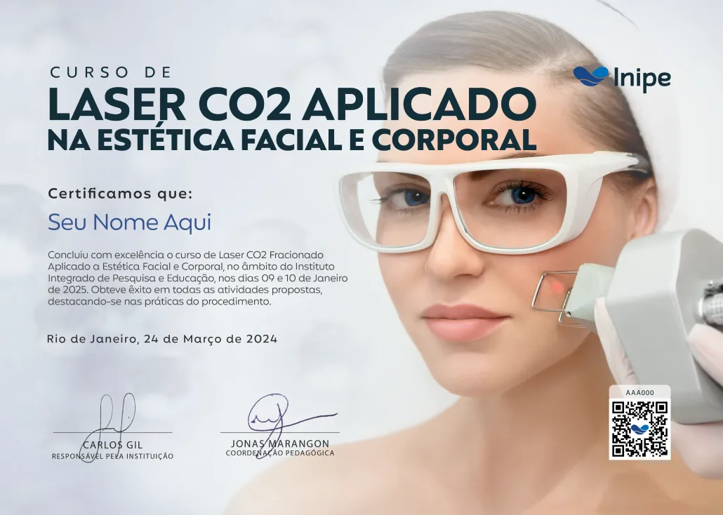 Certificado Curso de Laser CO2 Fracionado Aplicado na Estética Facial e Corporal